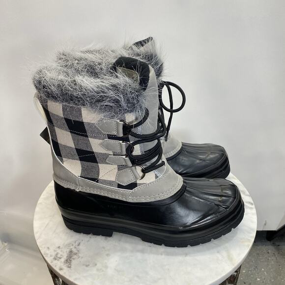 Natural Reflections Lumber Jill Pac Boots Women's 9 Gray White Plaid NWT - Picture 1 of 13